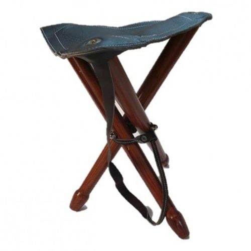 11026-Silla para Cazar, patas de madera y culera de cuero con correa para el transporte 60cm